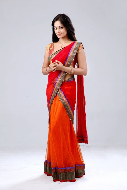 Hot Girl Bindu Madhavi Navel Photos In Red Saree 90